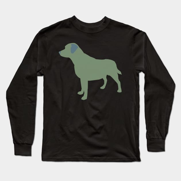 Labrador Silhouette -Green Long Sleeve T-Shirt by Issacart